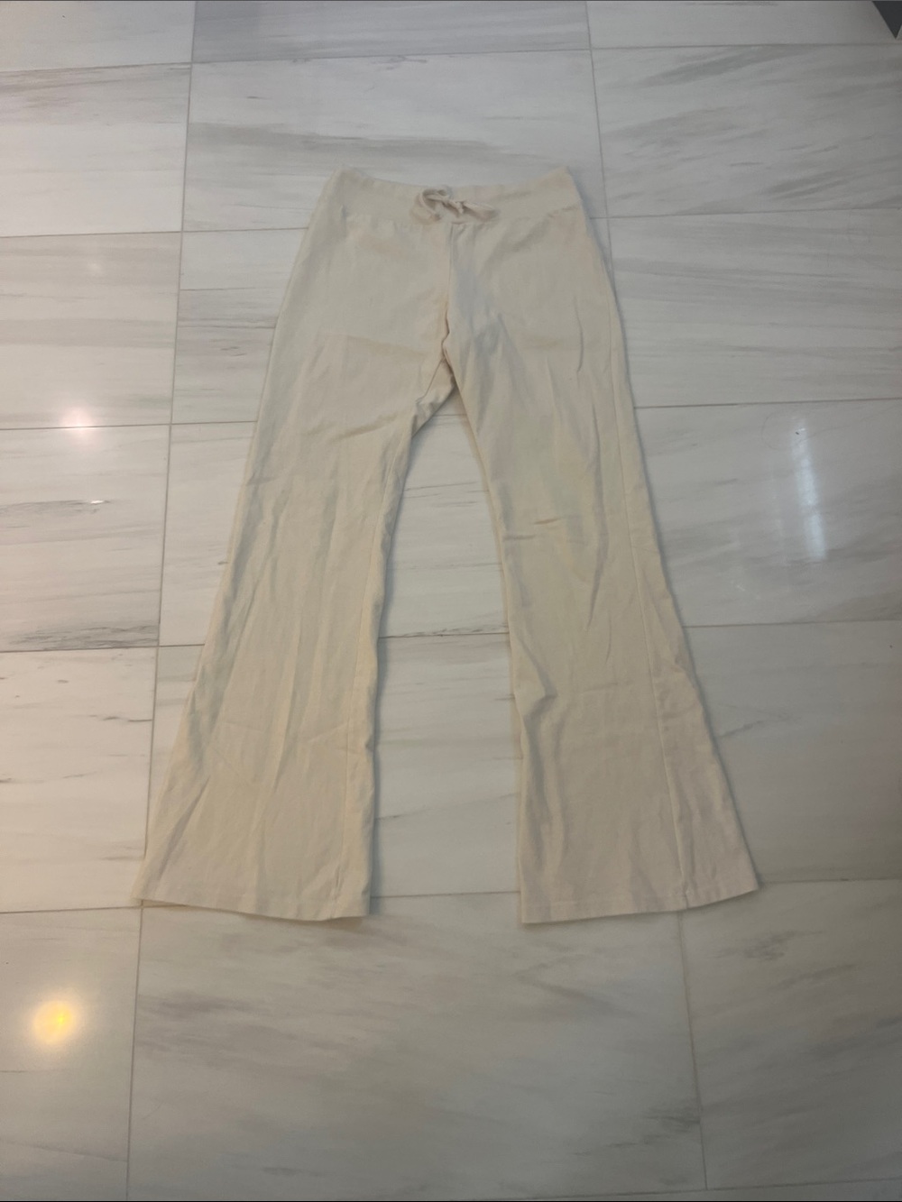 Brandy Melville Cream Drawstring Flare Sweatpants